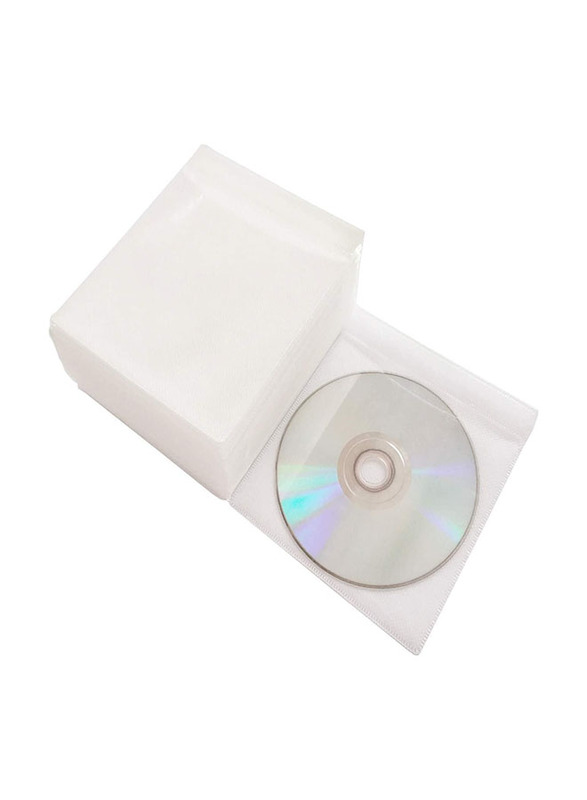 Deluxe CD-DVD Pouch, 100 Pieces, White