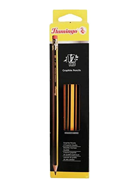 Flamingo 12-Piece HB Pencil, Gold