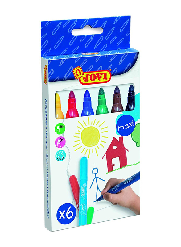 Jovi Felt Tip Pens Maxi Case, 6 Pieces, Multicolor