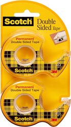 3M Scotch 137DM-2 Double Sided Permanent Tape, 2 Piece, Yellow