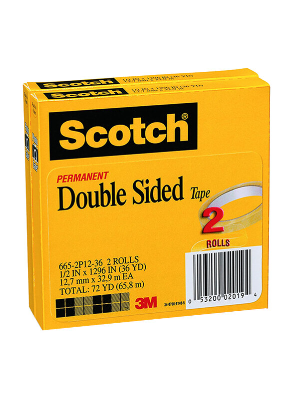 

Scotch 665 Double Sided Tape, 12.7mm x 32.9m, 2 Rolls, Clear