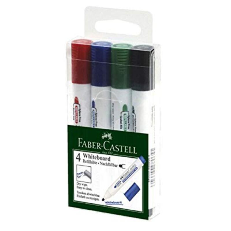 Faber-Castell 4-Piece White Board Marker Set, Multicolour