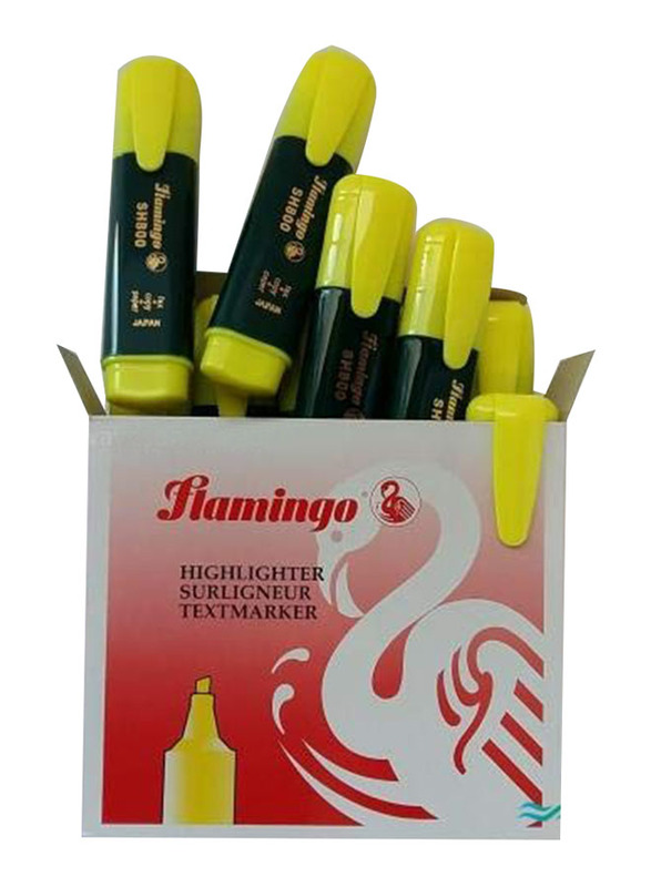 Flamingo 10-Piece Highlighter, Yellow