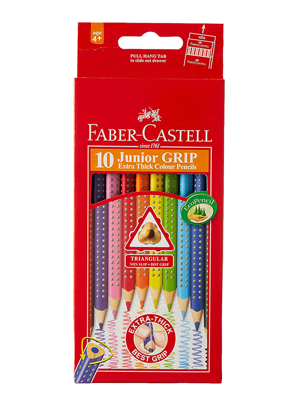 Faber-Castell 10-Piece Junior Grip Color Pencil, Multicolor