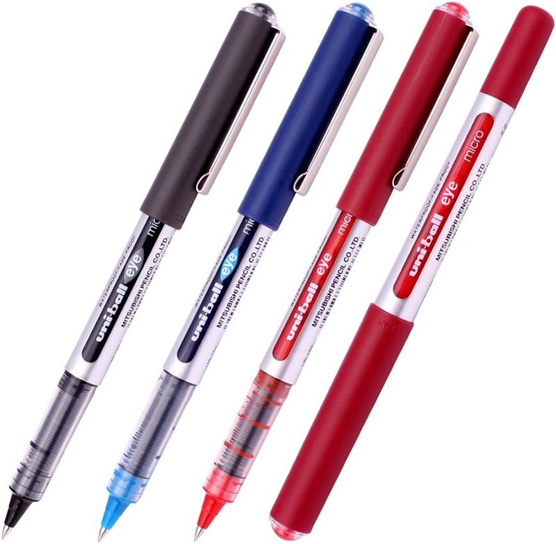 Uniball 12-Piece UB 150 Eye Roller Pen, 0.5mm, Blue/Black/Red