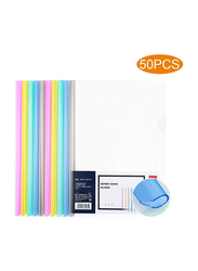 Oceane Report Cover with Clip, 50 Piece, A4 Size, Multicolor