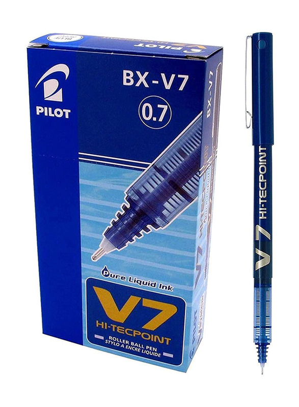 Pilot 12-Piece V7 Hi-Tecpoint Rollerball Pen, Blue