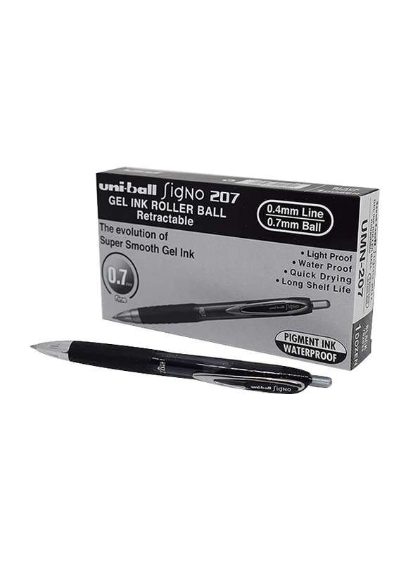 

Uniball 12-Piece Signo 207 Gel Retractable Fine Rollerball Pen Set, 0.7mm, 704500, Black