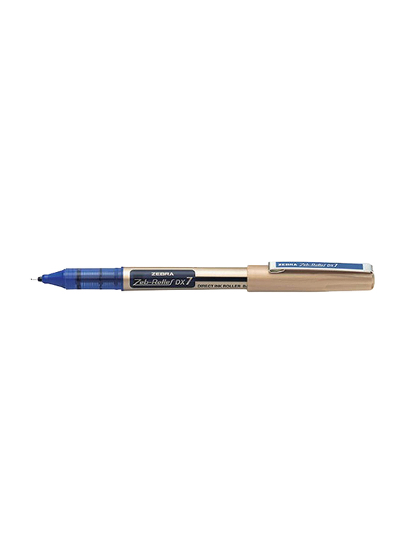 Zebra Zeb-Roller DX7 Needle Tip Rollerball Pen, 0.7mm, Blue