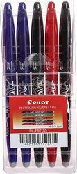 Pilot 5-Piece Frixion Erasable Roller Pen, 0.7mm, Assorted