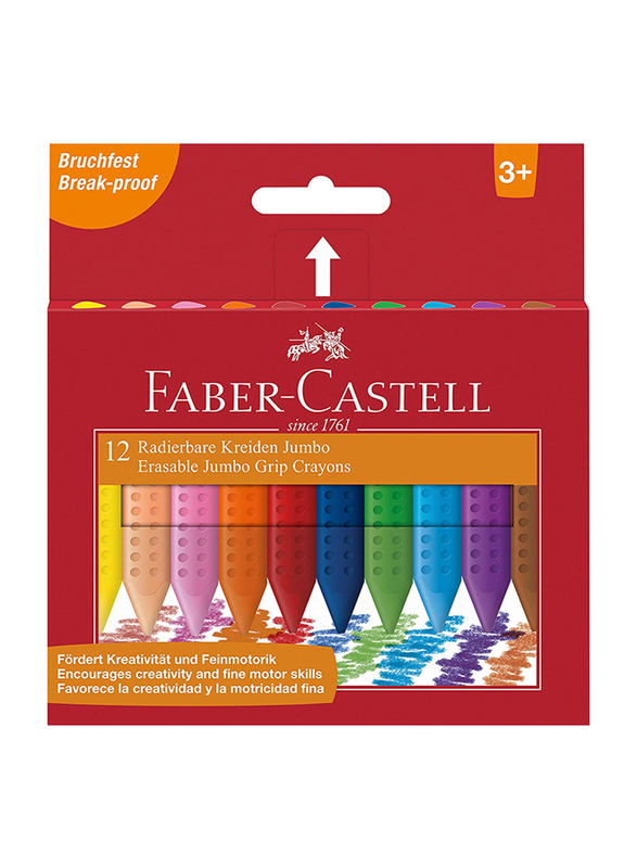 

Faber-Castell 12-Piece 122540 Jumbo Grip Triangular Plastic Crayons, Multicolour