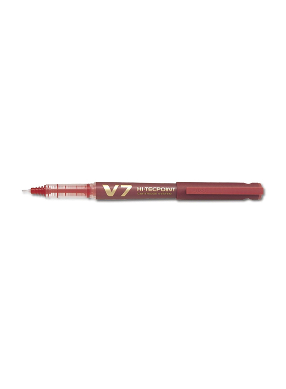 Pilot Hi-Tecpoint Liquid Ink Roller Ball Pen, 0.7mm, V7, Red
