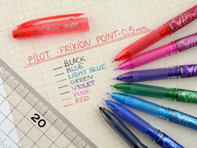 Pilot 5-Piece Frixion Point Erasable Rollerball Tip Pen, 0.5mm, Blue/Black/Green