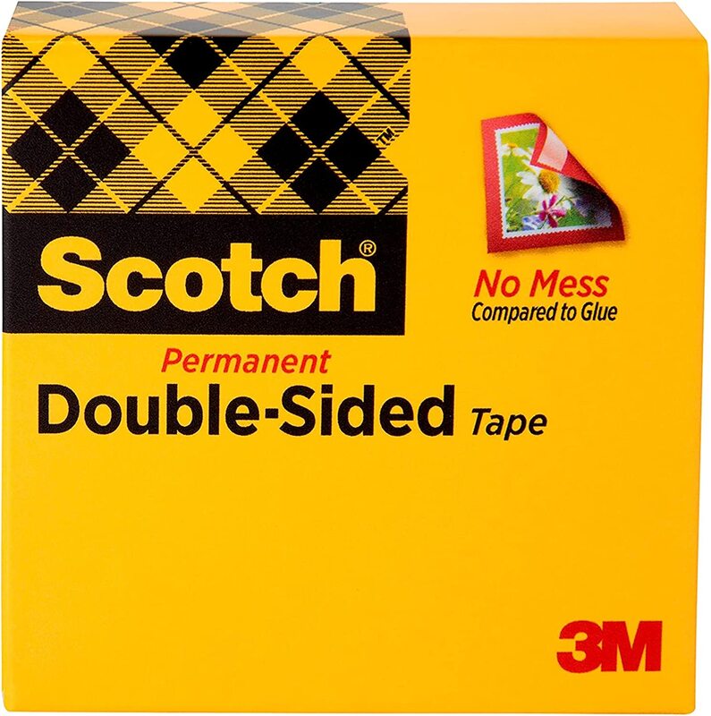 Scotch 3M Permanent Double Sided Office Tape, 3/4 Inch x 36 Yards, 665 DLT, Yellow