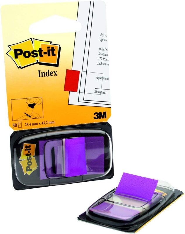 Post-it 680-8 Flags Sticky Notes, 2.54 x 4.32cm, 50 Sheets, Purple