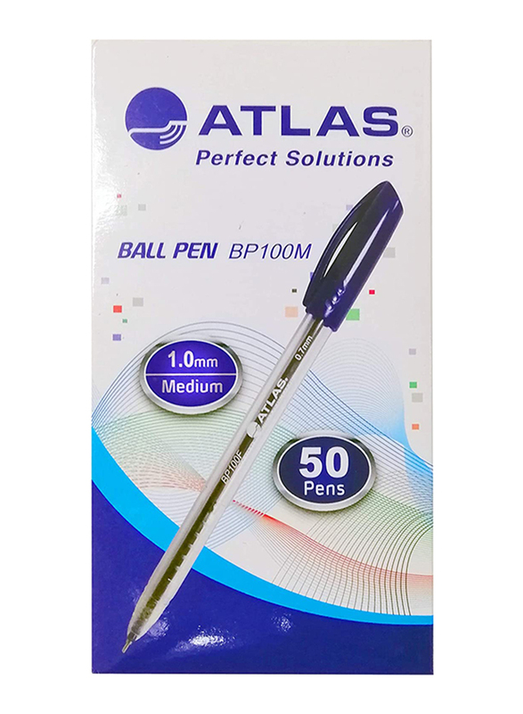 Atlas 50-Piece Ballpoint Pens, 1.0mm, Blue