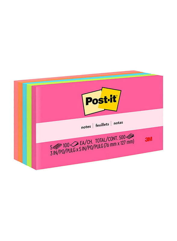 Post-It 655-5PK Cape Town Collection Sticky Notes, 5 x 100 Sheets, Multicolour