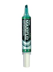 Pentel 12-Piece Maxiflo Label Whiteboard Marker Chisel Tip Broad, Green