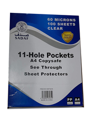 Sadaf Reinforcement Pocket Sheet Protector, A4 60 microns, 100 Sheet, Clear