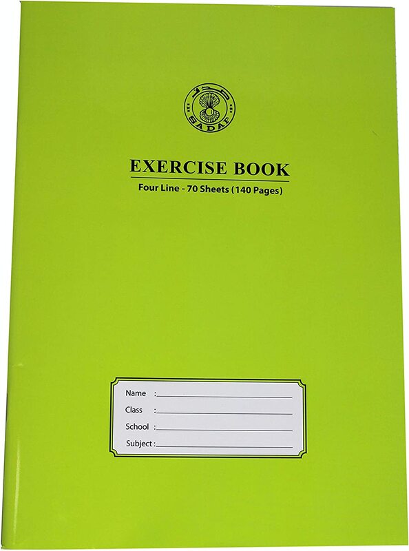Sadaf 4 Lines Exercise Book, 70 Sheets, 140 Pages, A4 Size, Green