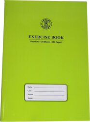 Sadaf 4 Lines Exercise Book, 70 Sheets, 140 Pages, A4 Size, Green