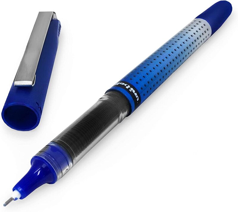 Uniball 6-Piece Vision Needle Rollerball Pen, 0.5mm, Blue