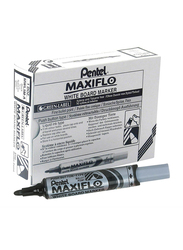 Pentel 12-Piece Maxiflo Dry Wipe Fine Chisel Point Marker Set, Black