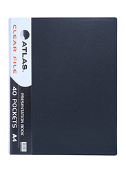 أطلس ، ATCL011 ، ملف 40 جيوب شفاف ، مقاس A4 ، أسود
