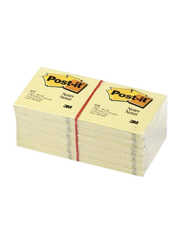 Post-it 41794 Notes, 7.62 x 7.62cm, 12 x 100 Sheet, Pack of 2, Canary Yellow