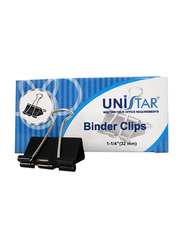 Unistar Binder Clips, 32mm, 12 Pieces, Black/Silver
