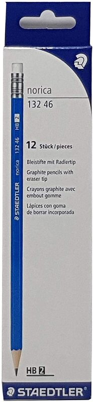 Staedtler 12 Piece Norica 132 Pencils with Eraser, ST-132-46-A53, Black
