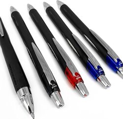 Uniball 5-Piece Jetstream Retractable Rollerball Pen, 1.0mm, SXN-210, Black/Blue/Red