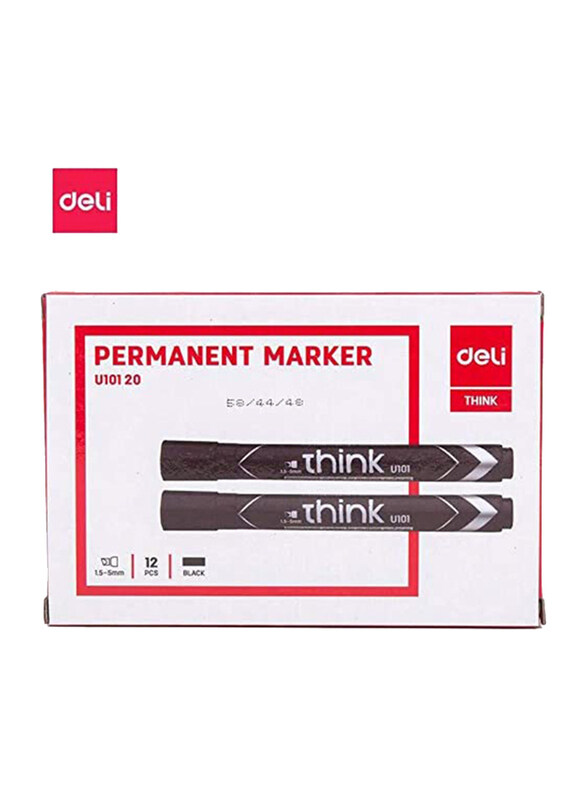 

Deli 12-Piece Think Permanent Marker Set, Black