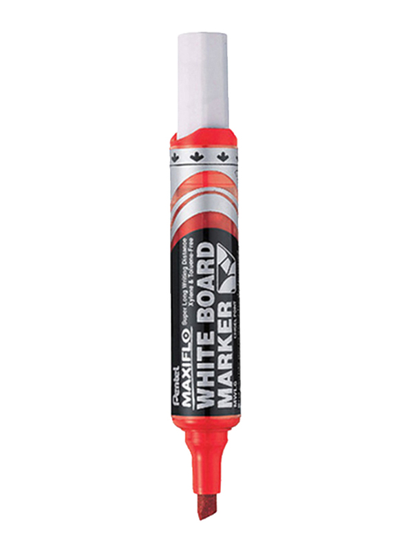 Pentel Maxiflo MWL6 Chisel Tip White Board Marker, Red