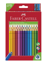 Faber-Castell 30-Piece Triangular Jumbo Colour Pencil Set with Sharpener, Multicolour