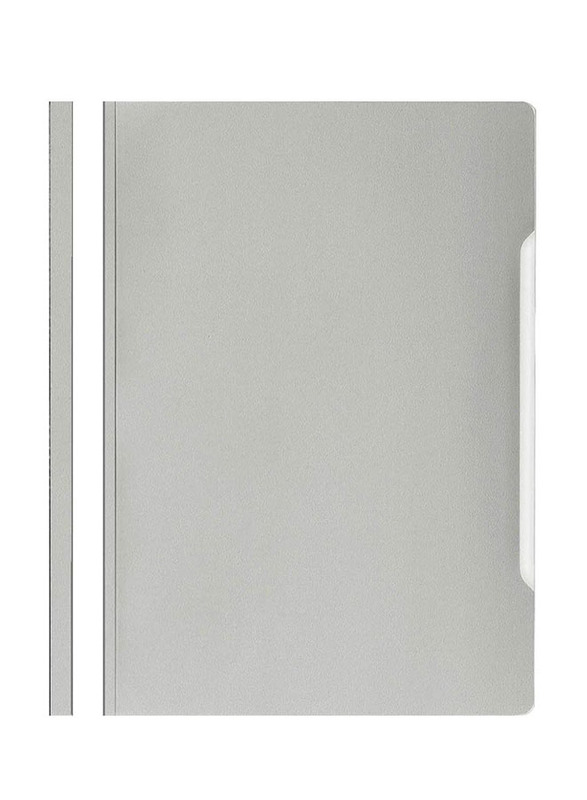 Modest Plastic File Folder With Index Strap, A4, 50 Piece, Grey