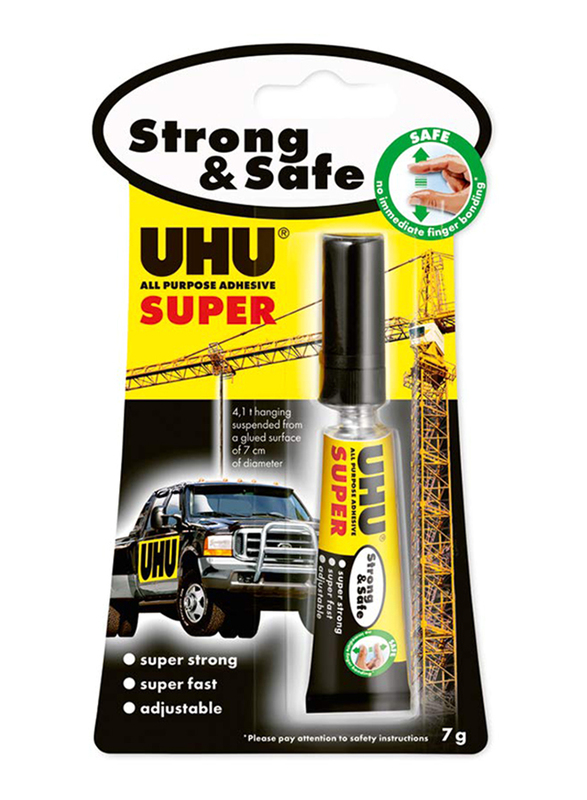 UHU Strong and Safe Glue Tube, 7gm, Black