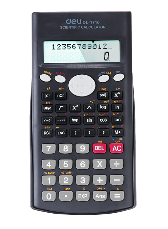 ديلي آلة حاسبة علمية باللون الرمادي الداكن ، E1710 ، أسود