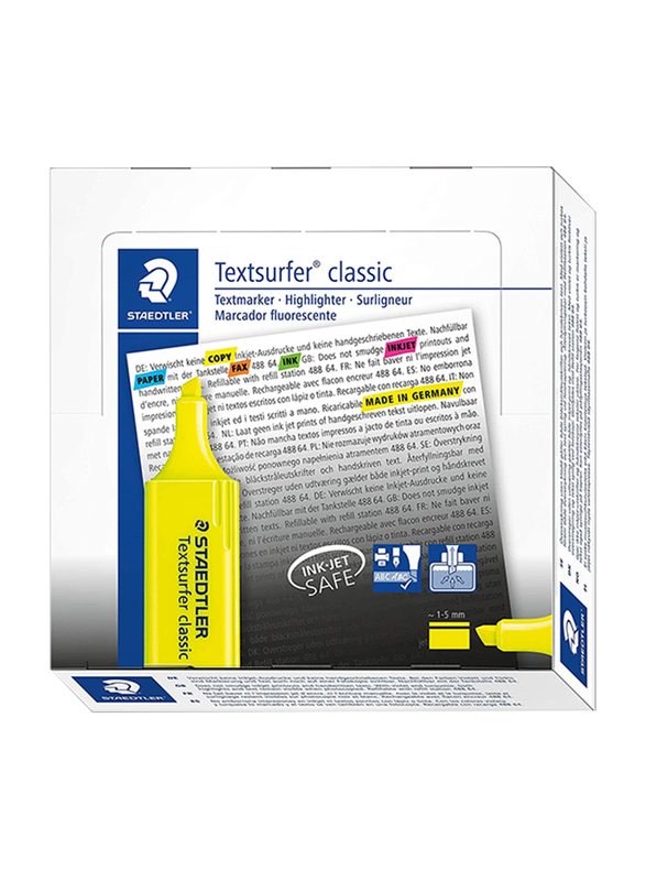 Staedtler 10-Piece Textsurfer Highlighter, 1-5mm, Yellow