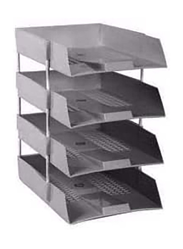 

Omega Plastic Office Tray, 4 Pieces, 1718, Grey
