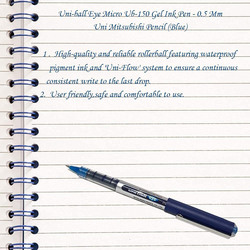 Uniball 10-Piece Ub-150 Eye Rollerball Pen Set, 0.5mm, Blue