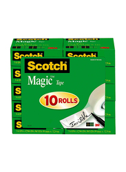 Scotch Brand Magic Tape with Dispenser, Writeable, Matte Finish, Engineered for Office and Home Use, 10 Rolls, Transparent