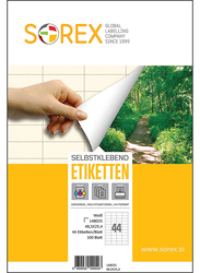Sorex 148025 Universal Self-Adhesive Labels, 100 Sheets, A4 Size, White