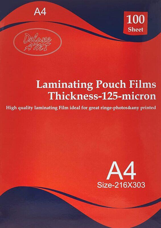 

Deluxe Amt Lamination Pouch Film 125 Mic, A4 Size, Clear