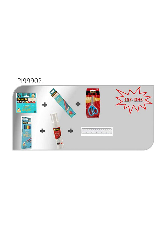 

Scotch Smart Wax Crayons, Super Dark Pencils, Color Pencil, Kids scissor, Glue, Ruler with Free Pencil Box, Multicolor