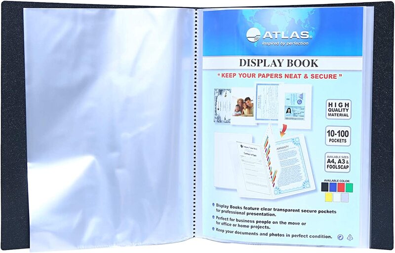 Atlas Clear File Presentation Book A440 Pockets, ATCL011, Grey
