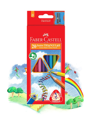 Faber-Castell 20-Piece Junior Grip Triangular Color Pencils Set, Multicolor
