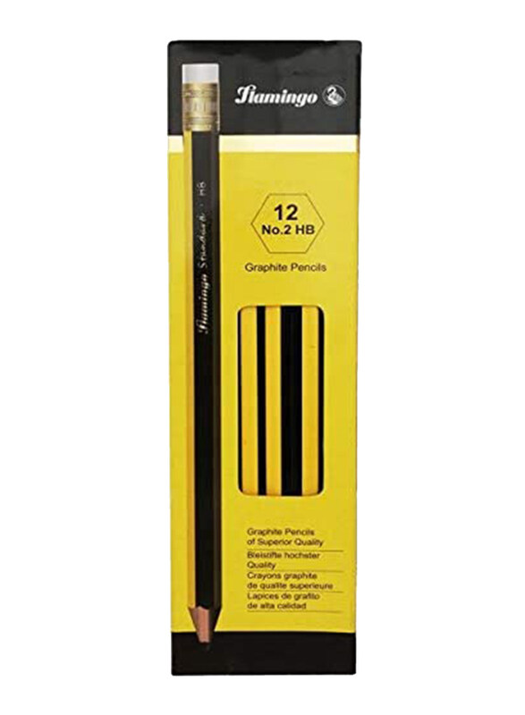 

Flamingo 12-Piece No. 20 HB Jumbo Pencils, Yellow/Black