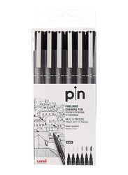 Uni Pin 6-Piece Fine Liner Drawing Pen Sketching Set, 0.03/0.8mm, Black
