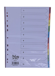 ديلوكس فاصل ملفات ورقي 43410 مع رقم ، مقاس A4 ، 10 مجموعة ، متعدد الألوان
